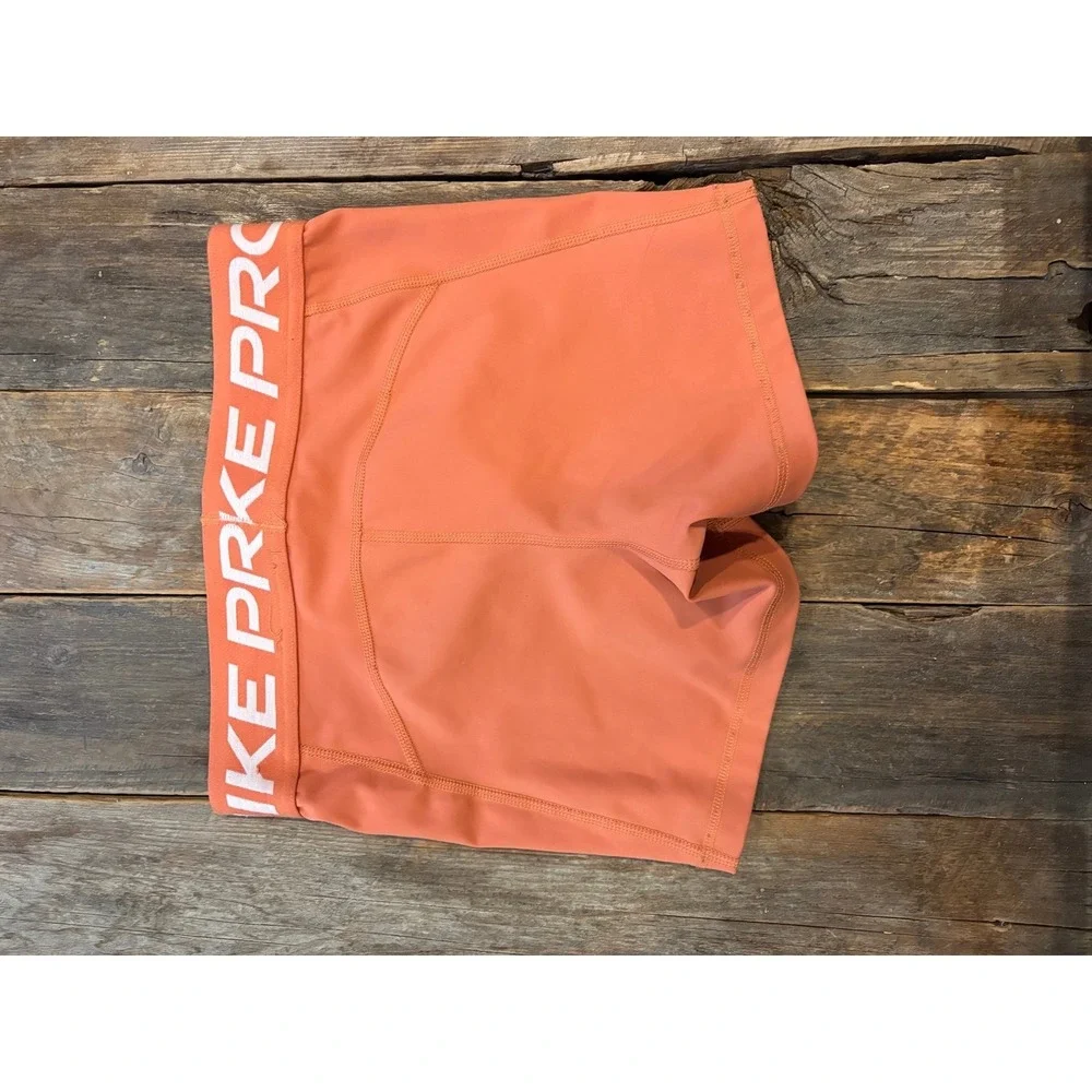 Nike‎ Pro Women Peach Orange Dri-FIT Spandex Compression Athletic Shorts Small